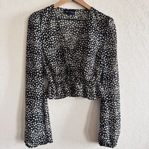 The Sang | leopard print long sleeve blouse | S